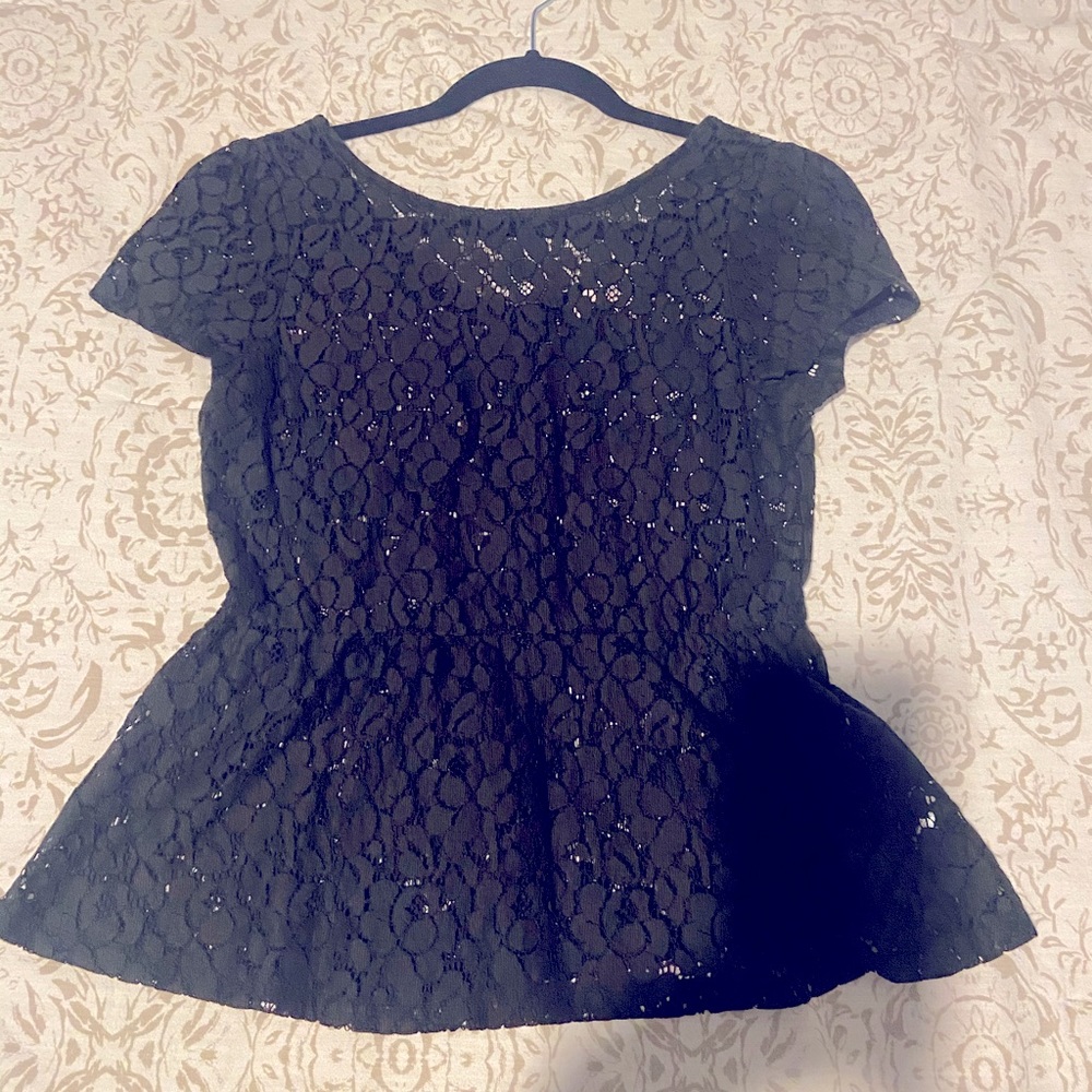 Black lace classy peplum blouse.